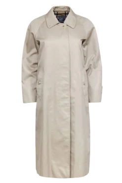 Burberry - Beige Covered Button Trench Coat Sz 8P