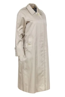 Burberry - Beige Covered Button Trench Coat Sz 8P