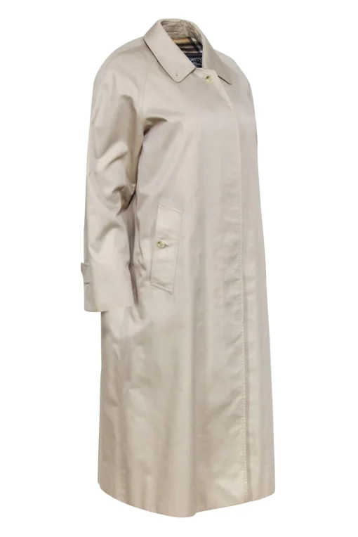 Burberry - Beige Covered Button Trench Coat Sz 8P