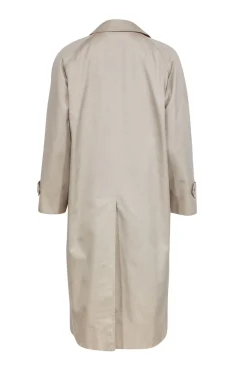 Burberry - Beige Covered Button Trench Coat Sz 8P