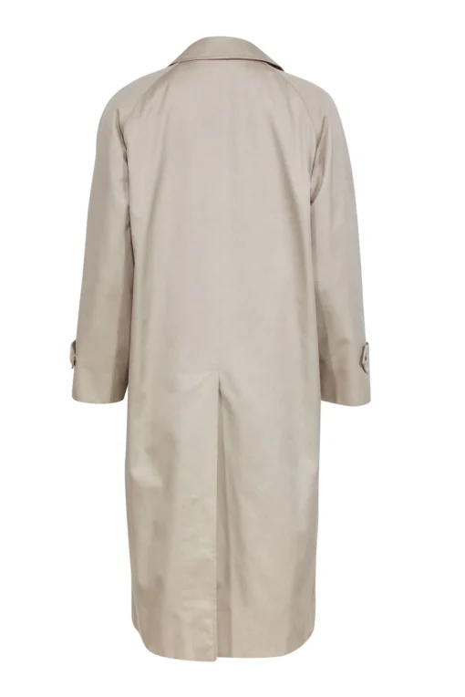 Burberry - Beige Covered Button Trench Coat Sz 8P