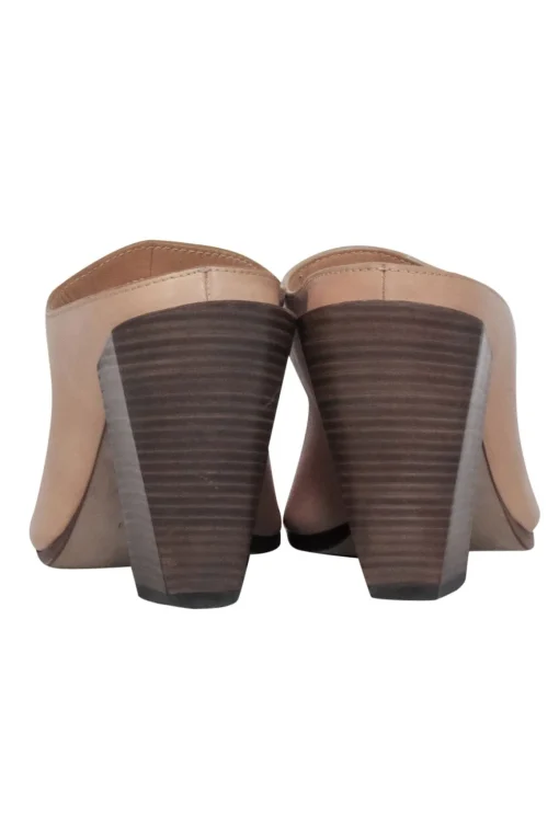 Burberry - Beige Leather Open Toe "Kiersten" Mule Heels Sz 8.5