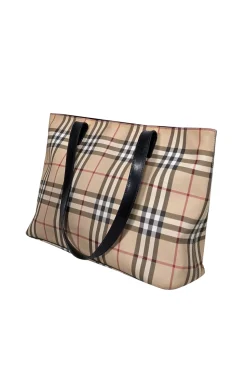 Burberry - Beige Signature Plaid Canvas Tote Bag
