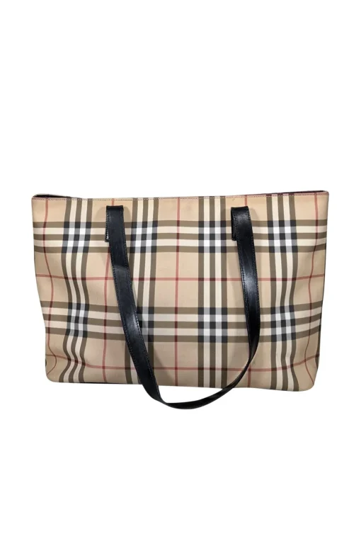 Burberry - Beige Signature Plaid Canvas Tote Bag
