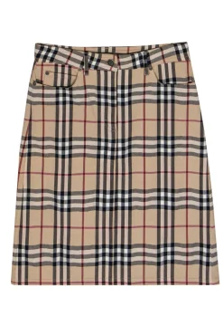 Burberry - Beige Tartan Print Pencil Skirt Sz 2