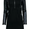 Burberry - Black Leather Long Sleeve Mini Dress Sz 2