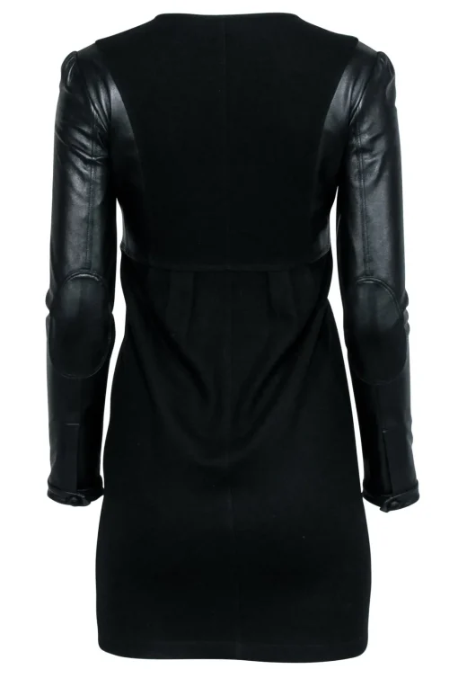 Burberry - Black Leather Long Sleeve Mini Dress Sz 2