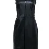 Burberry - Black Leather Sleeveless Paneled Sheath Dress Sz 12