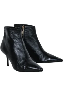 Burberry - Black Leather Stiletto Booties Sz 9