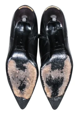 Burberry - Black Leather Stiletto Booties Sz 9