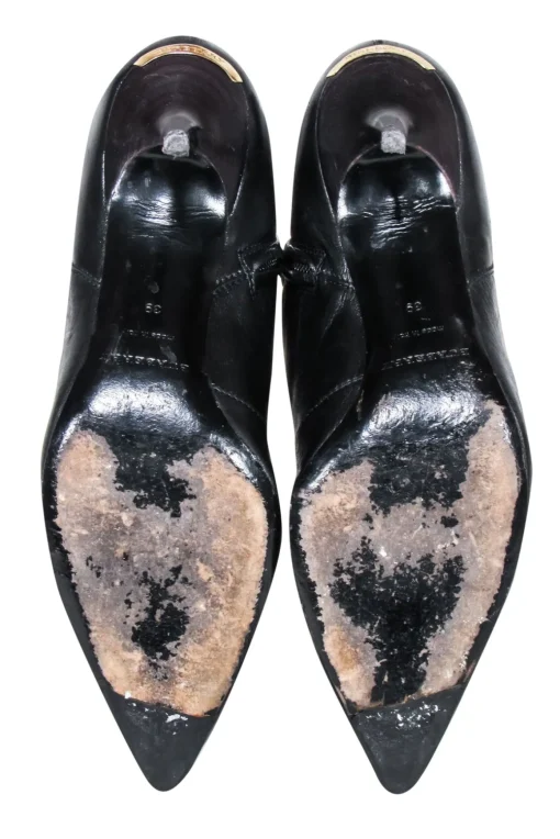 Burberry - Black Leather Stiletto Booties Sz 9