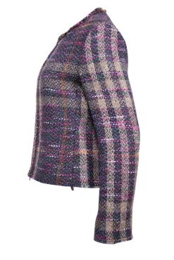Burberry - Black, Pink, Teal, & Orange Multi Color Tweed Jacket Sz 10