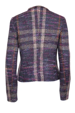 Burberry - Black, Pink, Teal, & Orange Multi Color Tweed Jacket Sz 10