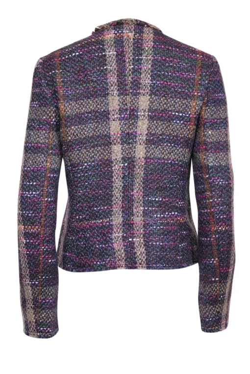 Burberry - Black, Pink, Teal, & Orange Multi Color Tweed Jacket Sz 10