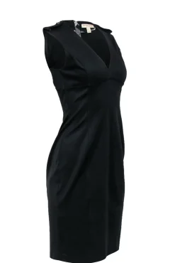 Burberry - Black Sleeveless Sheath Dress w/ Epaulette Shoulder Sz 8