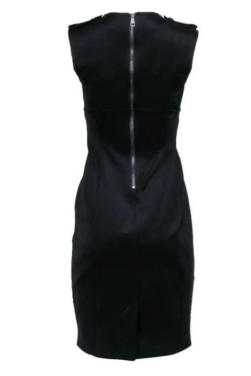 Burberry - Black Sleeveless Sheath Dress w/ Epaulette Shoulder Sz 8