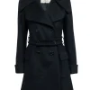 Burberry - Black Wool Blend Double Breasted Short Coat Sz 8