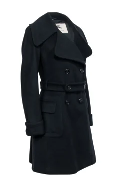 Burberry - Black Wool Blend Double Breasted Short Coat Sz 8