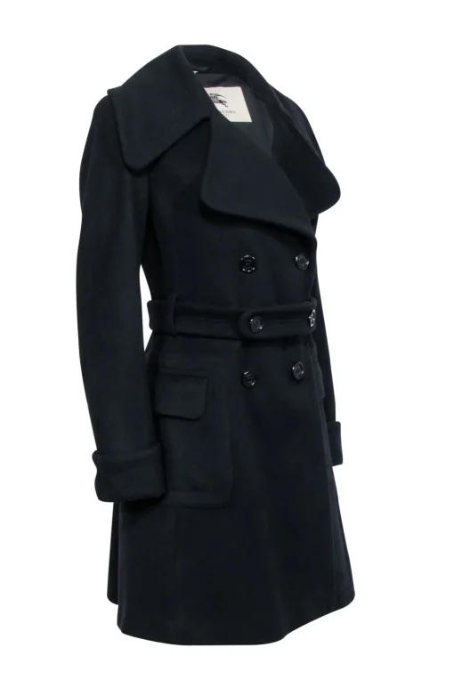 Burberry - Black Wool Blend Double Breasted Short Coat Sz 8