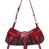 Burberry - Blue Chambray Quilted Shoulder Bag w/ Red Leather Trims