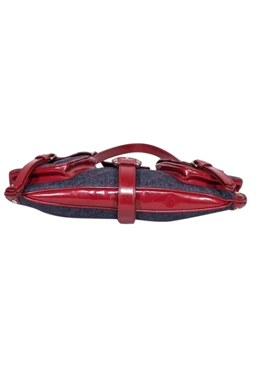 Burberry - Blue Chambray Quilted Shoulder Bag w/ Red Leather Trims