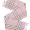 Burberry - Blush, Beige & Cream Plaid Fringe Hem Cashmere Scarf