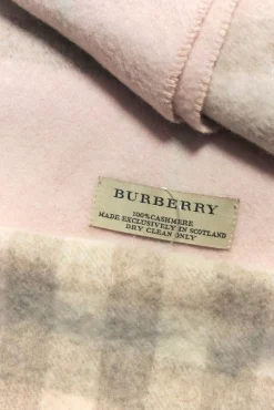 Burberry - Blush, Beige & Cream Plaid Fringe Hem Cashmere Scarf