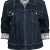 Burberry - Dark Wash Denim Jacket w/ Plaid Cuffs Sz 10