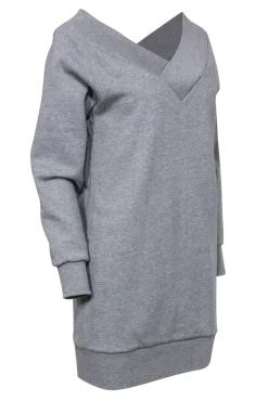 Burberry - Gray Off-the-Shoulder Sweatshirt Dress Sz S