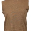 Burberry - Green & Brown Mix Cashmere Sleeveless Knit Top Sz M