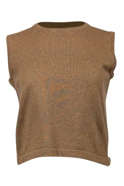 Burberry - Green & Brown Mix Cashmere Sleeveless Knit Top Sz M