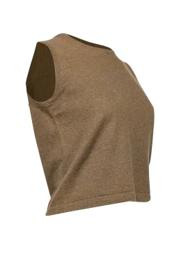 Burberry - Green & Brown Mix Cashmere Sleeveless Knit Top Sz M