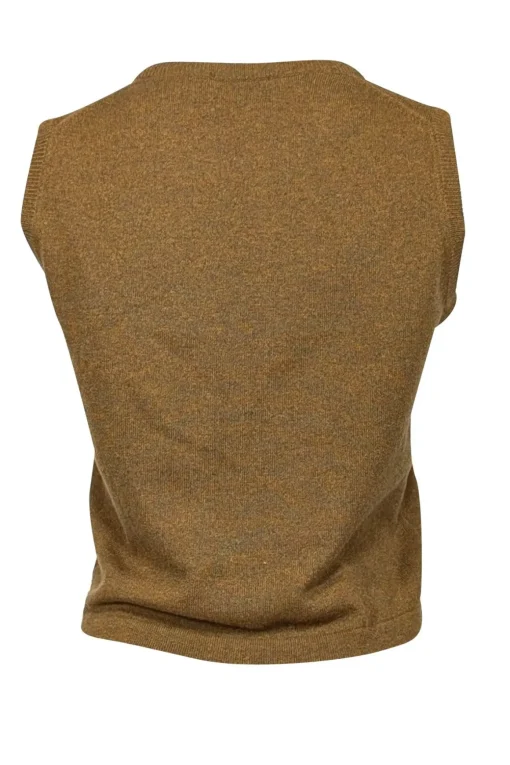 Burberry - Green & Brown Mix Cashmere Sleeveless Knit Top Sz M