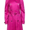 Burberry - Hot Pink Double Breasted Belted Trench Coat Sz 8