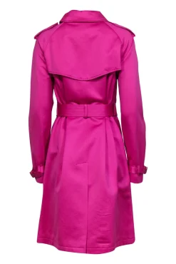 Burberry - Hot Pink Double Breasted Belted Trench Coat Sz 8