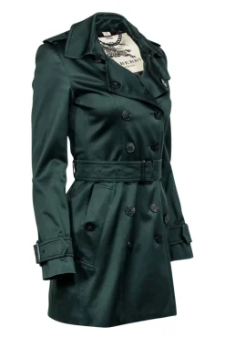 Burberry - Hunter Green Classic Trench Coat Sz 4