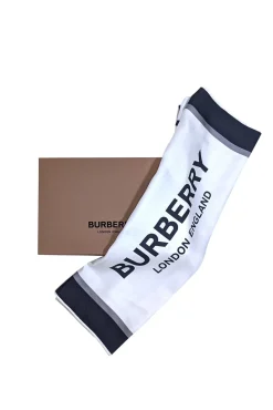 Burberry - Ivory Silk Scarf w/ Logo Font & Horse Face Print Scarf