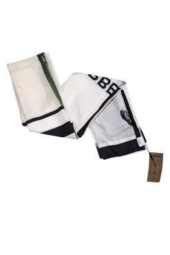 Burberry - Ivory Silk Scarf w/ Logo Font & Horse Face Print Scarf