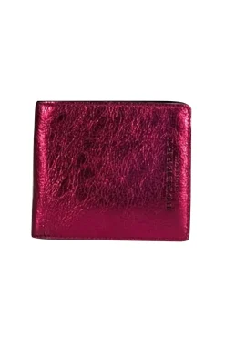 Burberry - Metallic Pink Leather Bi-Fold Wallet