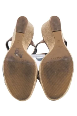 Burberry - Metallic Strap w/ Signature Plaid Espadrille Wedges Sz 8