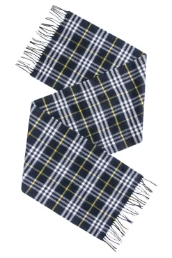 Burberry - Navy, White, & Yellow Plaid Lambswool Scarf