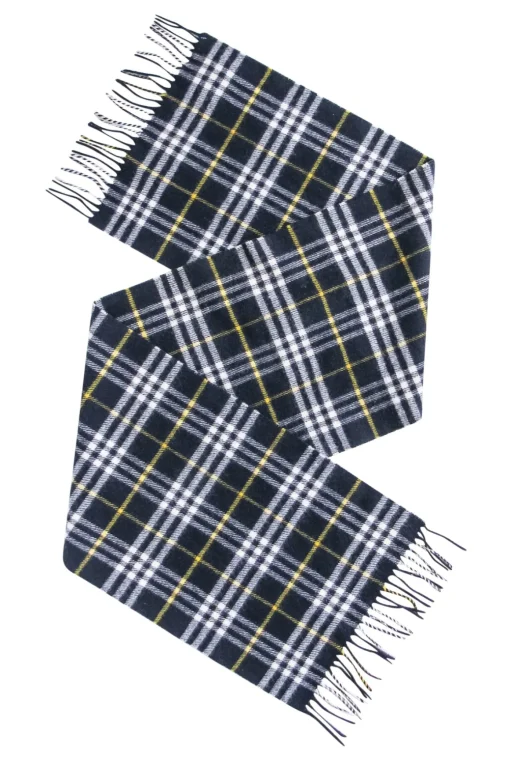 Burberry - Navy, White, & Yellow Plaid Lambswool Scarf