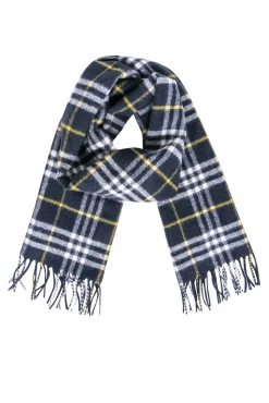 Burberry - Navy, White, & Yellow Plaid Lambswool Scarf