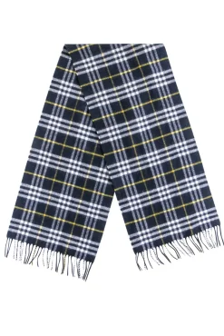 Burberry - Navy, White, & Yellow Plaid Lambswool Scarf