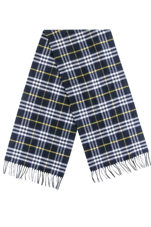 Burberry - Navy, White, & Yellow Plaid Lambswool Scarf