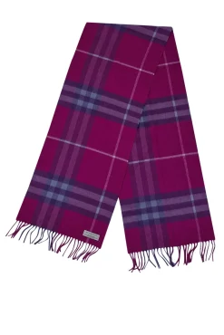 Burberry - Pink & Purple Plaid Fringe Hem Cashmere Scarf