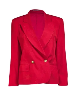 Burberry - Red Gold Button Blazer Sz 6