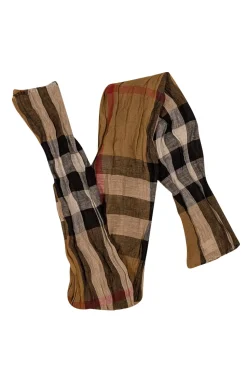 Burberry - Tan, Red, White, & Black Plaid Linen Scarf