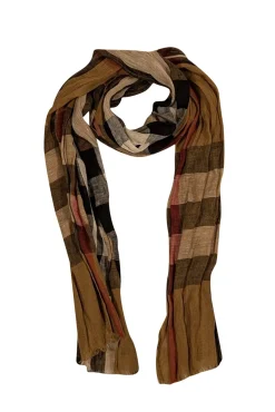 Burberry - Tan, Red, White, & Black Plaid Linen Scarf