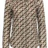 Burberry - Vintage Cotton Belt Buckle Printed Collared Blouse Sz L